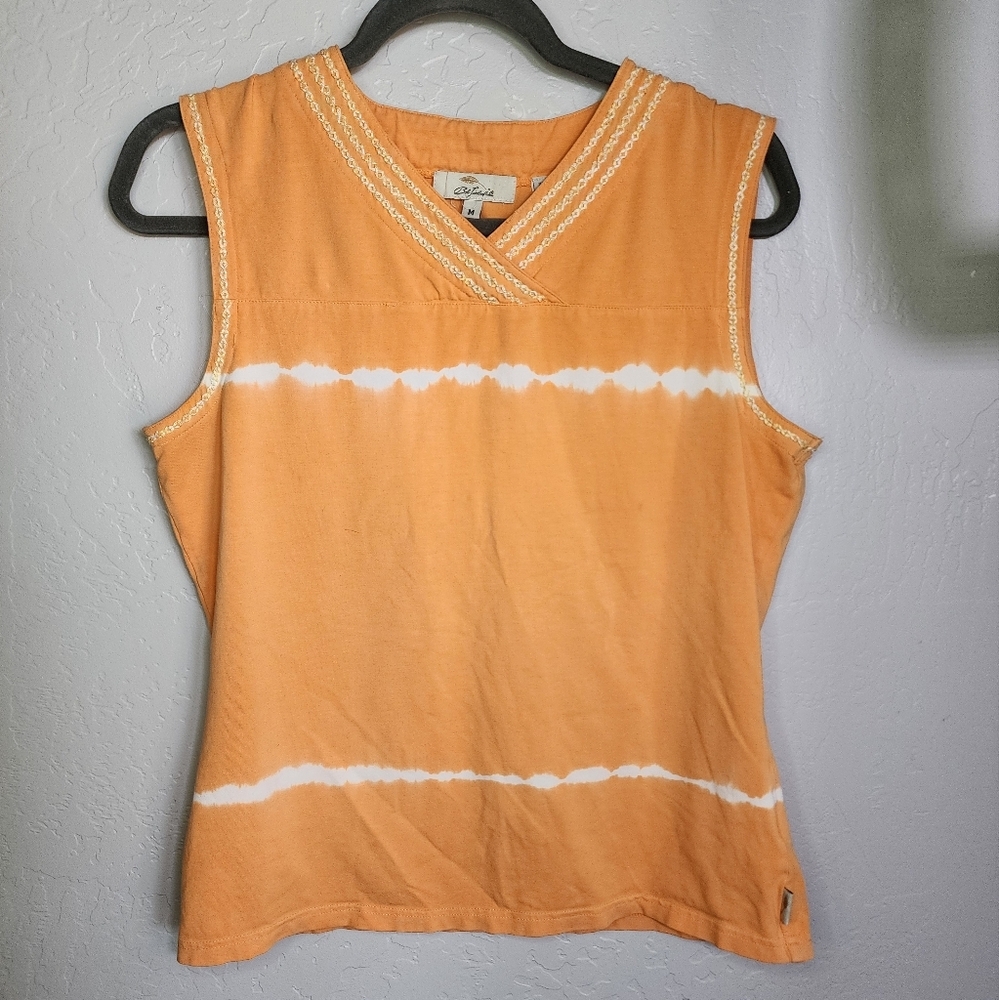 Bob Timberlake Orange Tie Dye Embroidered Stitch Tank Size Medium